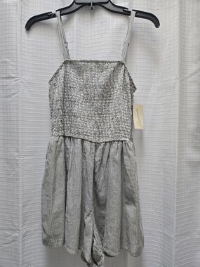 Universal Thread Gray Striped Smocked Romper Dress-